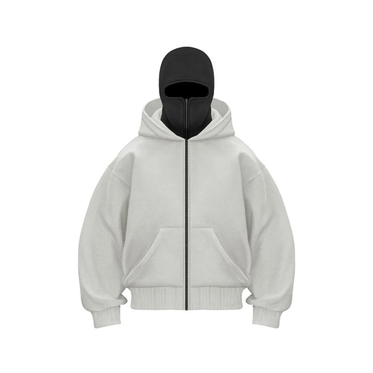 Streetwear Zip Hoodie with Full Face Cover
