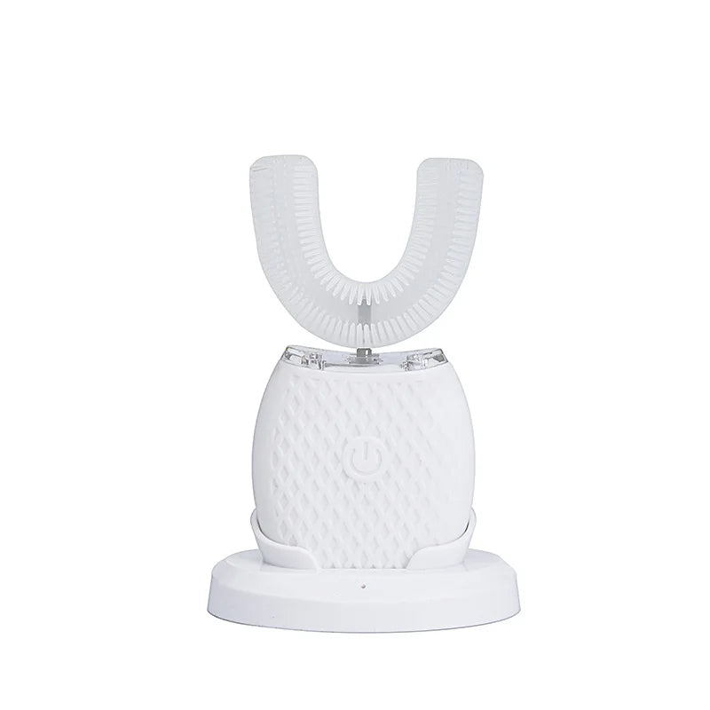 Silicone Sonic Electric Toothbrush U Shape 360 Degree Mouth Cleansing Automatic Toothbrush Cold Blue Light Teeth Whitening Brush