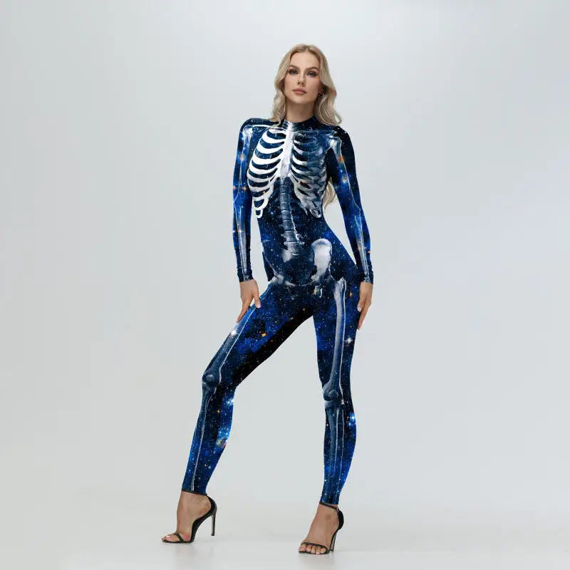 Skeleton Printed Bodysuit Halloween Party Costume