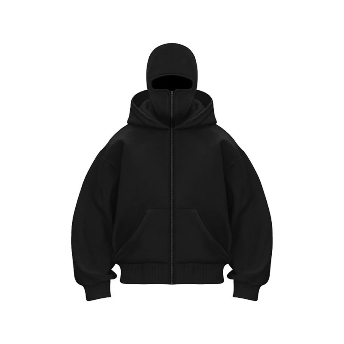 Streetwear Zip Hoodie with Full Face Cover