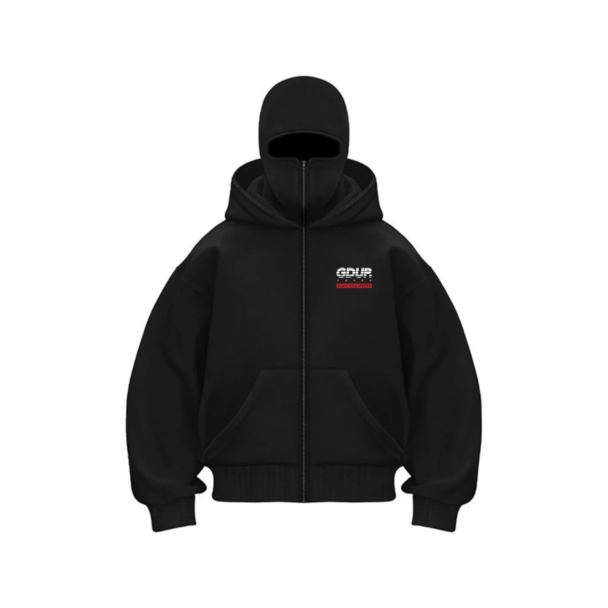 Streetwear Zip Hoodie with Full Face Cover