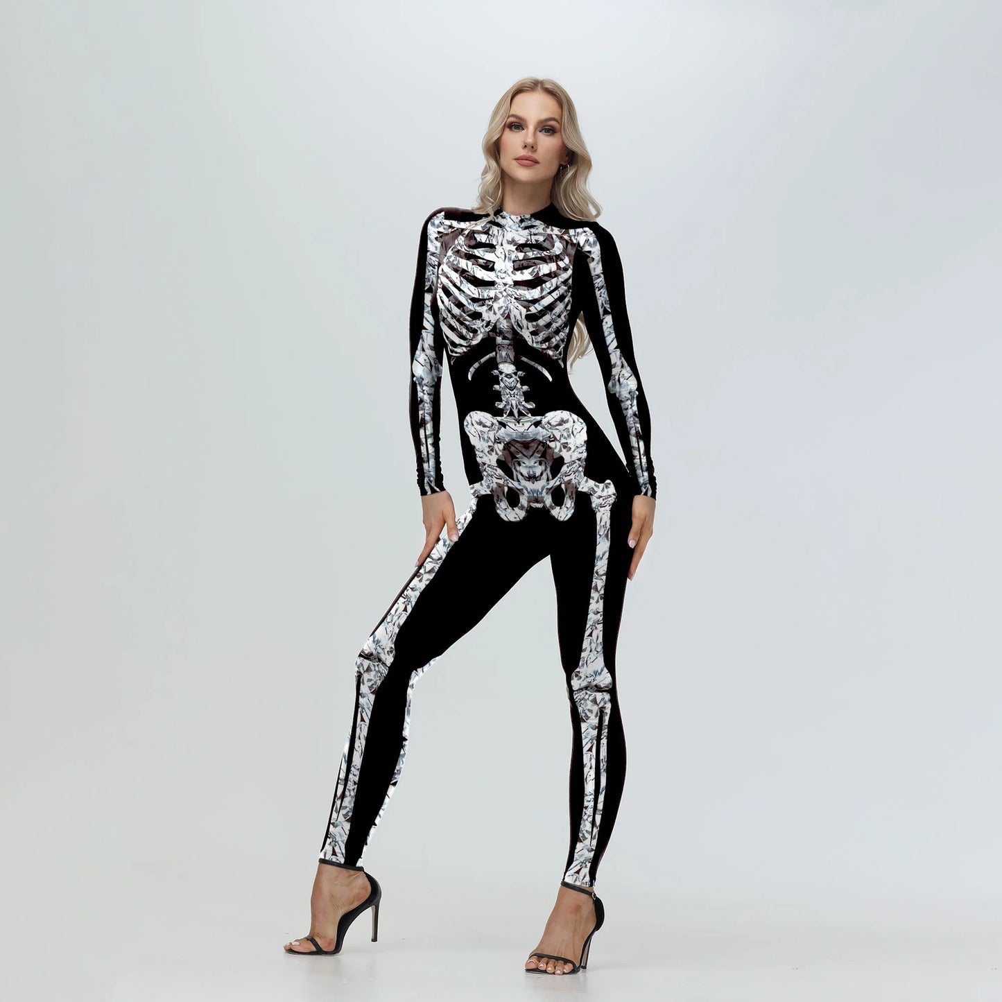 Skeleton Printed Bodysuit Halloween Party Costume