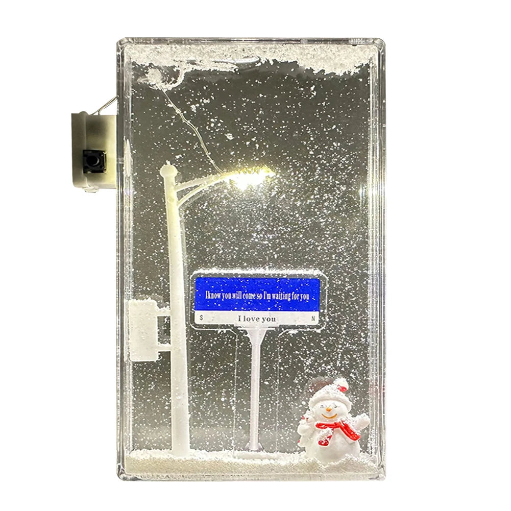 Christmas Night Snowy Street Lamp